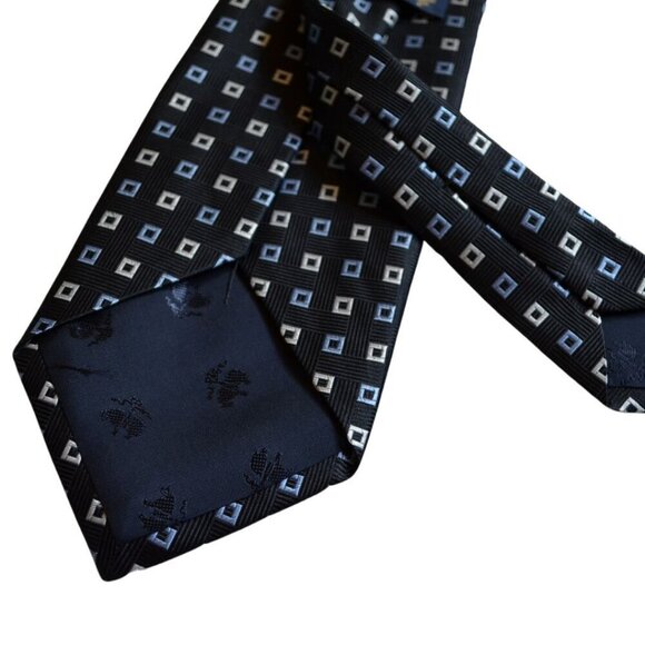 Brooks Brothers "346" Makers Blue and Silver Square Print 100% Silk Tie - Picture 4 of 7